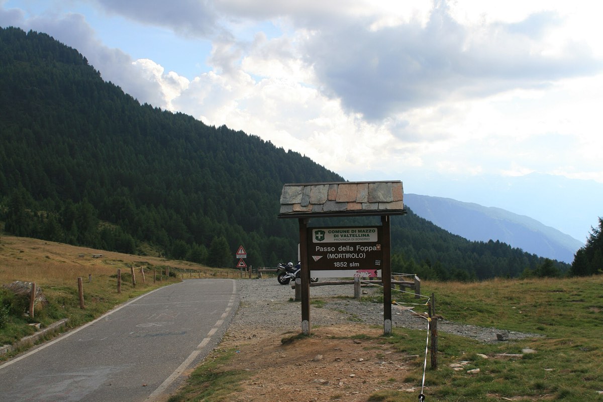 The wooded summit of the Passo del Mortirolo