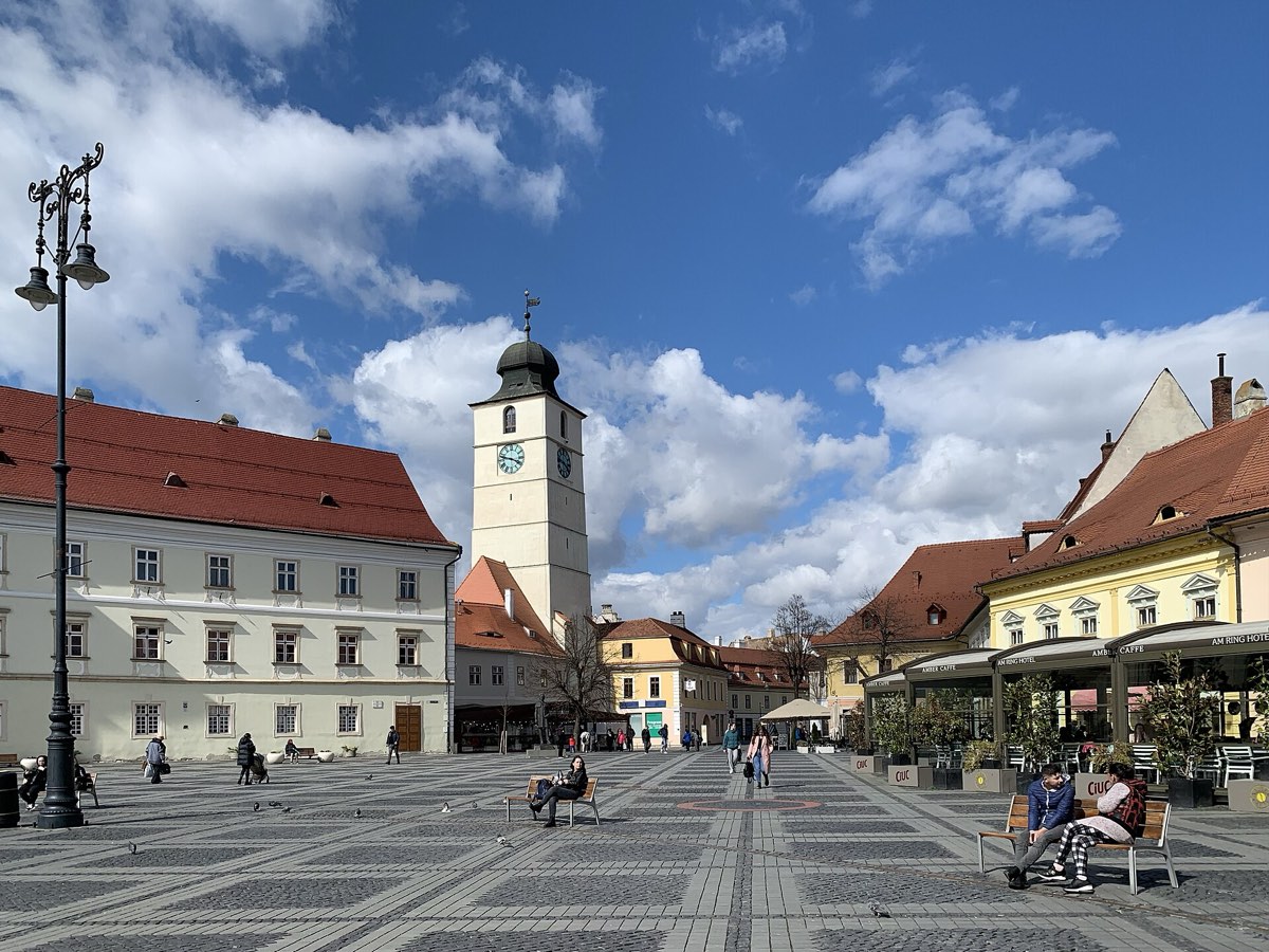 The Large Square in Sibiu, ringed by baroque façades