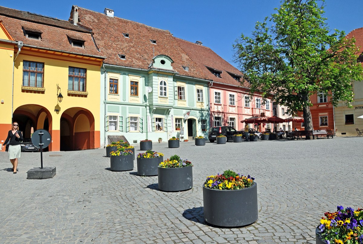 Painted burgher houses around Citadel Square in Sighișoara