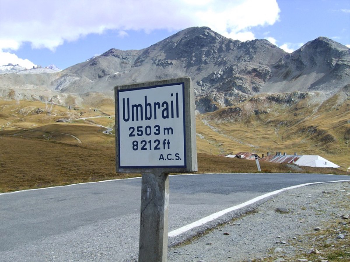 The Umbrail, the highest paved pass in Switzerland, off the Stelvio road